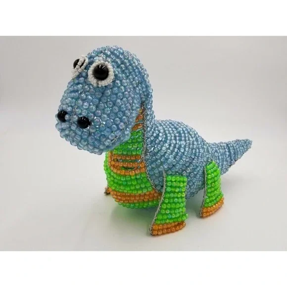 Dinosaur Hand-Crafted Beaded Night Light Lamp Kids plug in